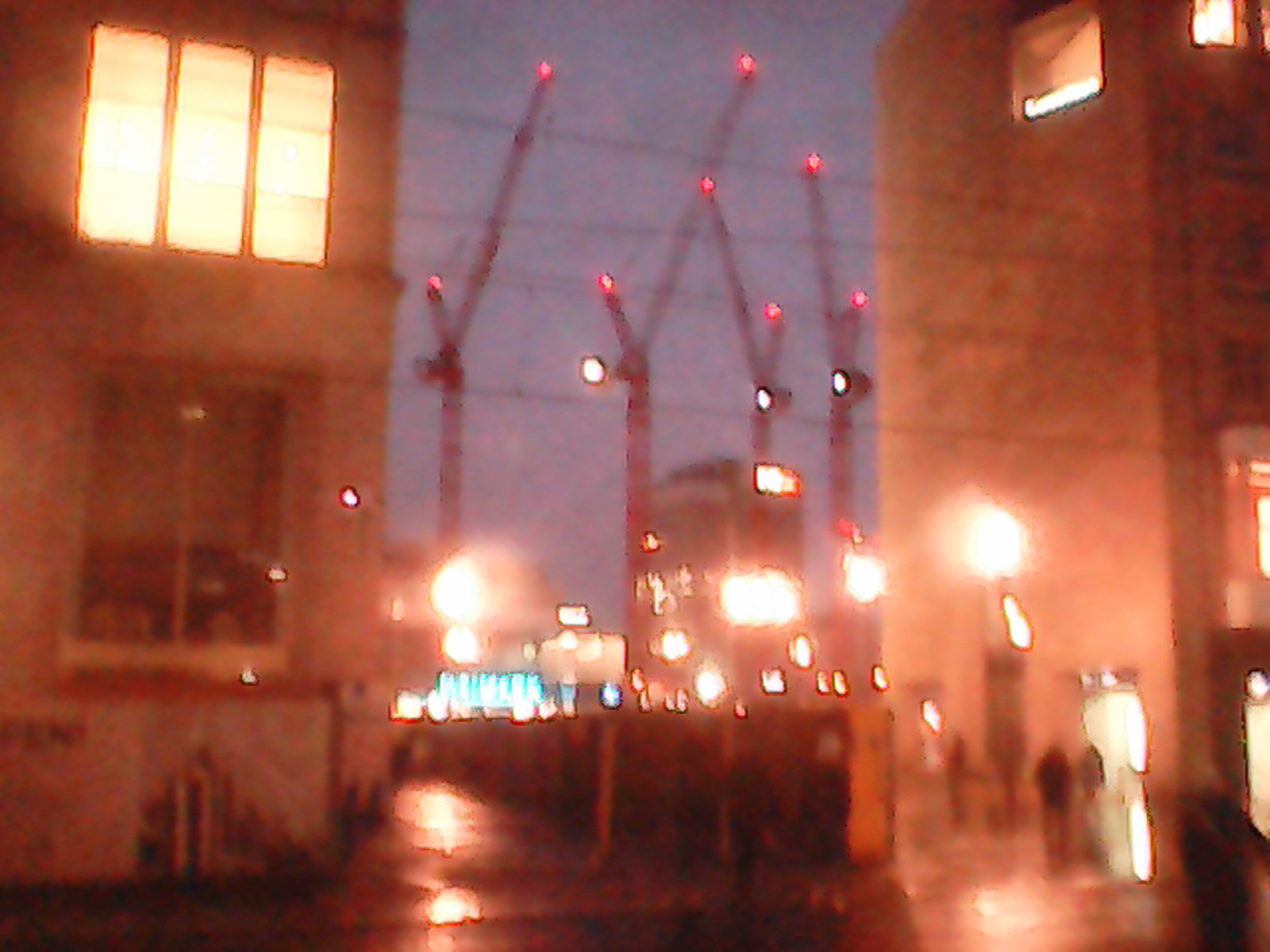 Cranes in a city