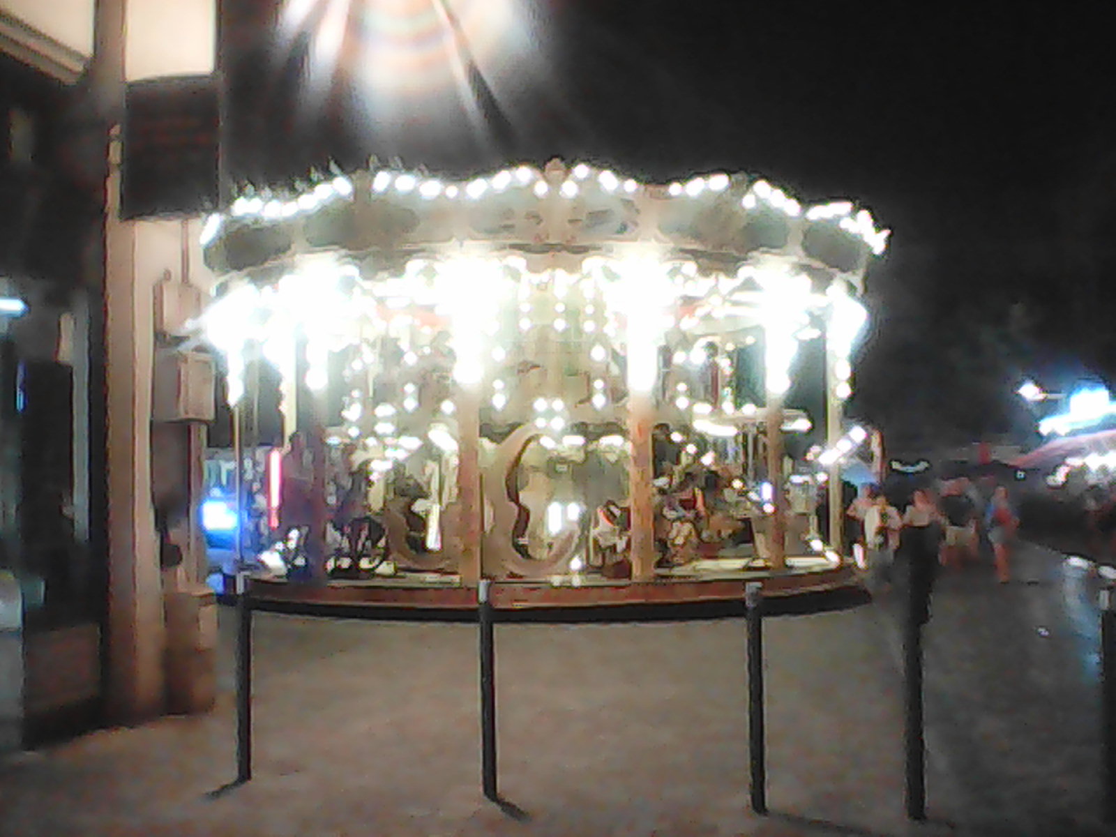 A merry-go-round at night.